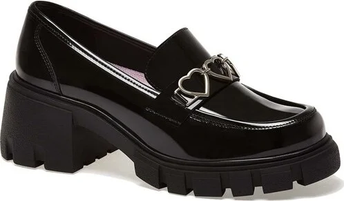 Andrea Patent Penny Loafers Hearts 2133, Black,