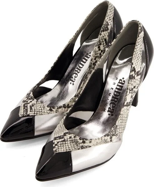 Andrea Premium High Heels Python Stilettos 67348, Silver, - Image 2