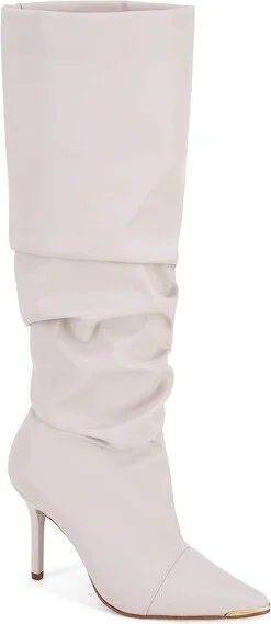 Andrea Slouchy Boots With Pointy Toe 63428, White,