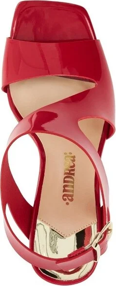 Andrea Style Ankle Closure Sandals 74697, Red, - Image 2