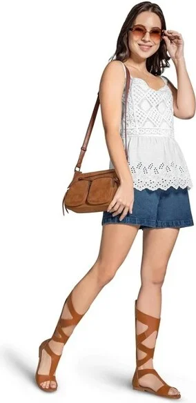 Andrea Tall Gladiator Sandals With Back Zipper 6926, Brown, - Image 2