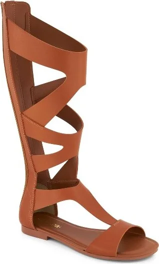 Andrea Tall Gladiator Sandals With Back Zipper 6926, Brown,