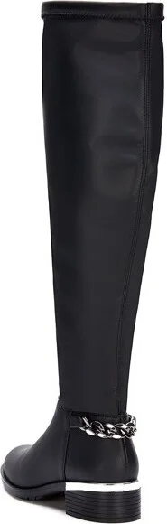 Andrea Tall Riding Boots With Chain Accent 9531, Black, - Image 2