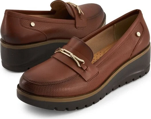 Andrea Wedge Loafers 74710, Brown, - Image 2