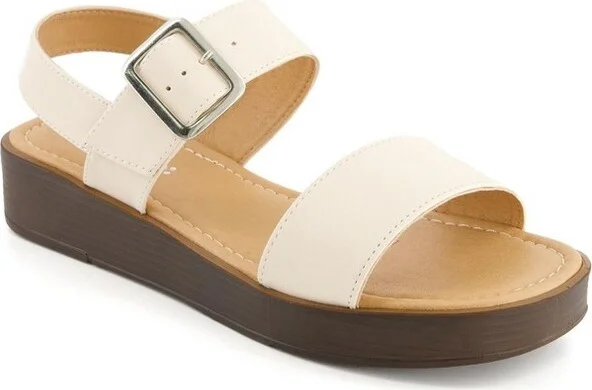 Andrea Women's Comfort Buckle Strap Sandals 66373 Beige - Image 2