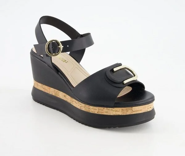 Andrea Women's Comfort Wedge Heeled Ankle Strap Sandals 999 Black - Image 2