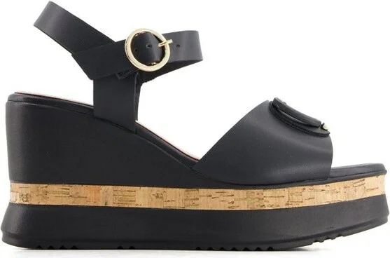 Andrea Women's Comfort Wedge Heeled Ankle Strap Sandals 999 Black