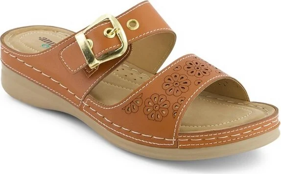 Andrea Women's Double Strap Comfort Sandals 65595 Brown - Image 2