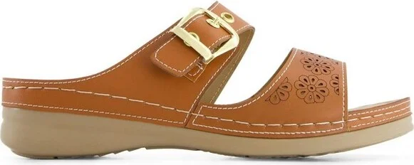 Andrea Women's Double Strap Comfort Sandals 65595 Brown