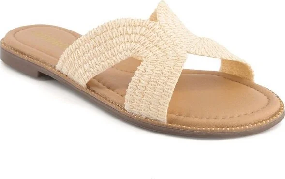 Andrea Women's Flat Slide Sandals with Ultra Comfort Insole 9157 Beige - Image 2