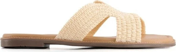 Andrea Women's Flat Slide Sandals with Ultra Comfort Insole 9157 Beige