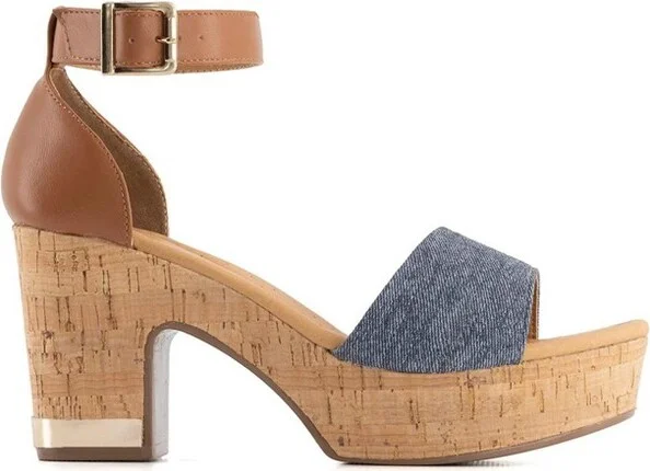 Andrea Women's Heeled Ankle Strap Sandals Denim 68037 Blue