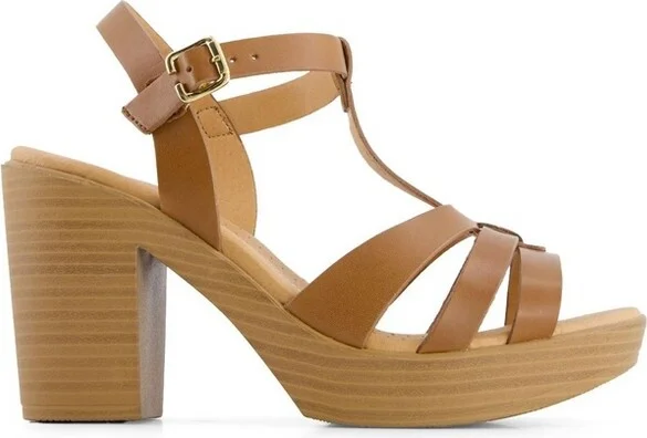 Andrea Women's Heeled platform Sandals with Ankle Strap 660 Brown