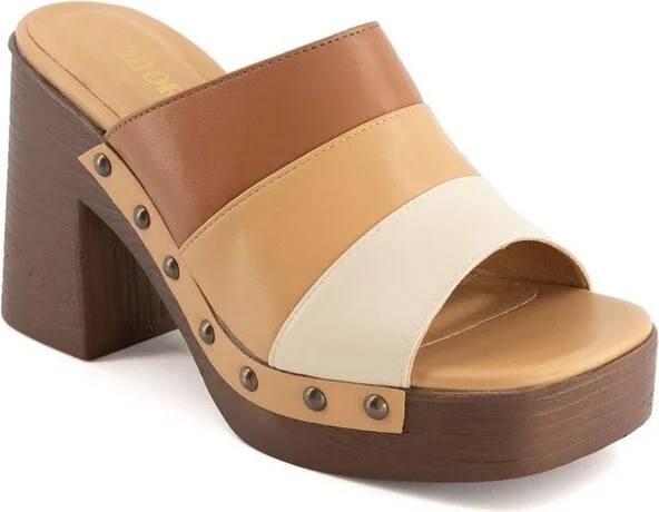 Andrea Women's Heeled Slide Sandals with multicolor upper 68036 Brown - Image 2