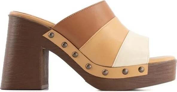Andrea Women's Heeled Slide Sandals with multicolor upper 68036 Brown
