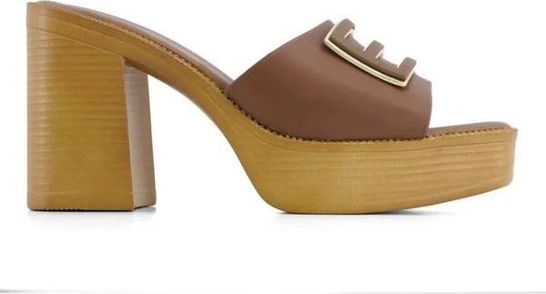 Andrea Women's Heeled Slip on Sandals 66143 Brown - Image 2