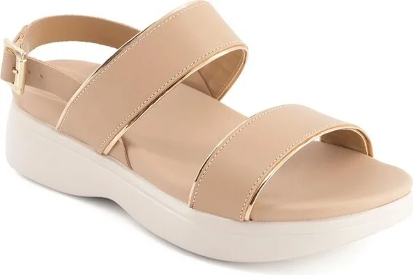 Andrea Women's Slingback Buckle Sandals 68547 Beige - Image 2