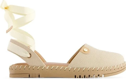 Andrea Women's Textile Ribbon Lace Flats 65286 Beige