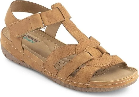 Andrea Women's Ultra Comfort Casual Flat Sandals 6810 Beige - Image 2