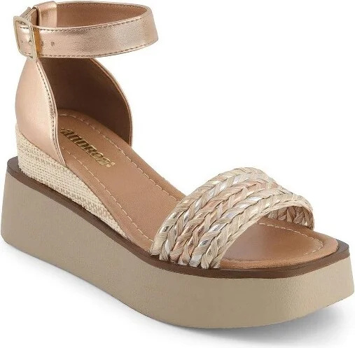 Andrea Women's Ultra Light Platform and Wedge Ankle Strap Sandals 7543 Gold - Image 2