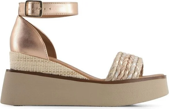 Andrea Women's Ultra Light Platform and Wedge Ankle Strap Sandals 7543 Gold