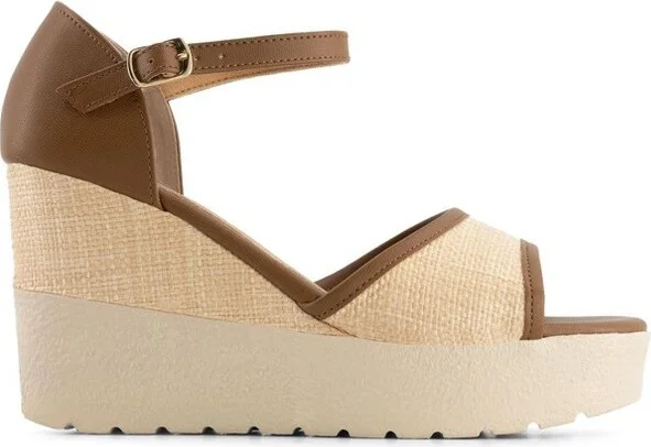 Andrea Women's Wedge and Platform Ankle Strap Sandals 6475 Beige
