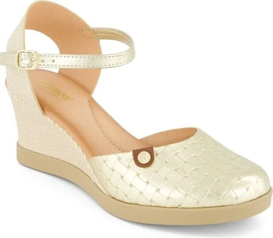 Andrea Women's Wedge Ankle Strap Summer Shoes 65261 Gold - Image 2