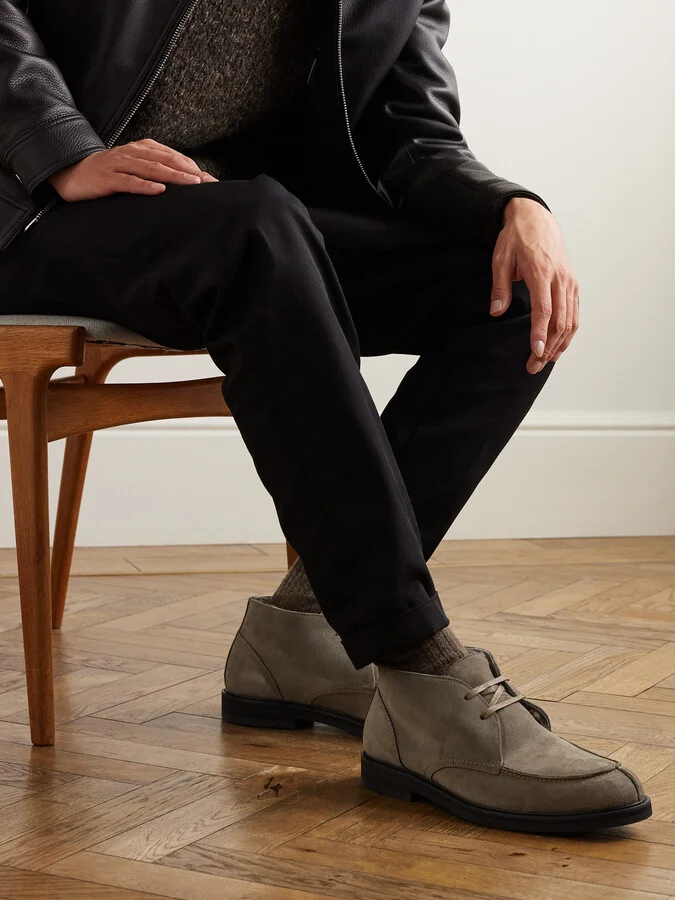 Andrew Split-Toe Shearling-Lined Waxed-Suede Chukka Boots - Image 2