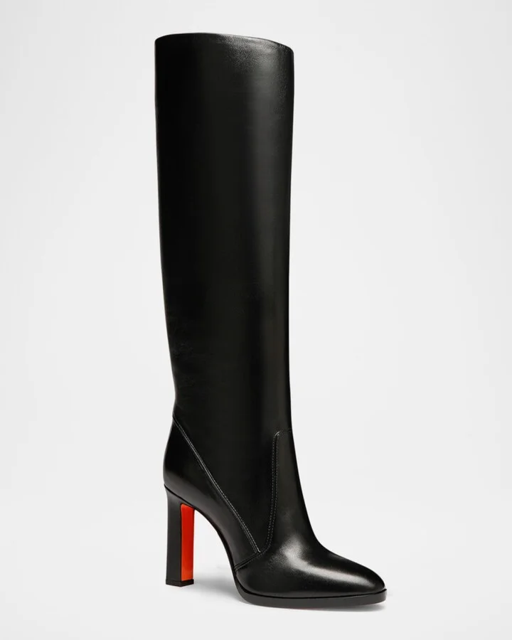Andy Leather Stiletto Knee Boots - Image 2