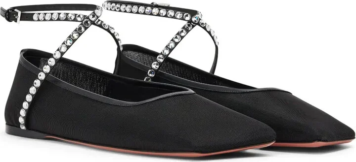 Ane crystal-embellished mesh ballerina shoes - Image 2