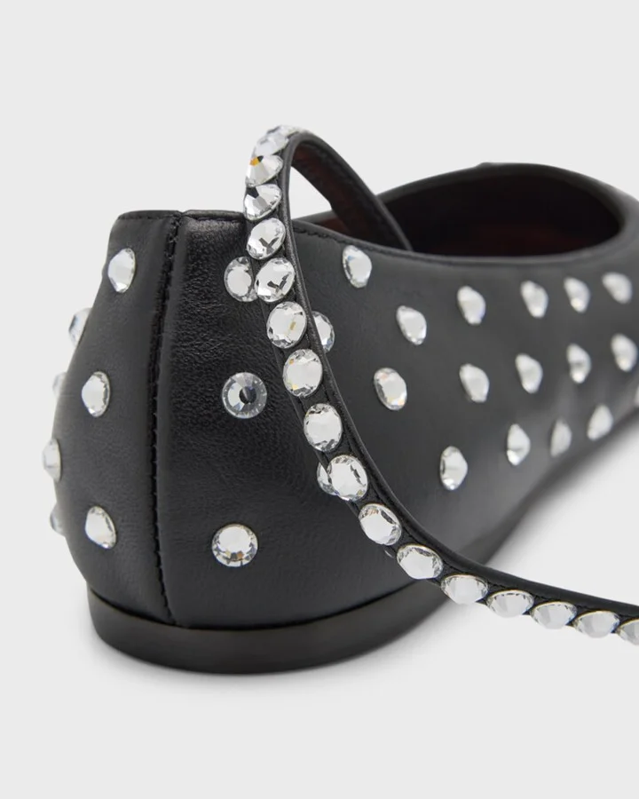 Ane Crystal Studded Ankle-Wrap Ballerina Flats - Image 2