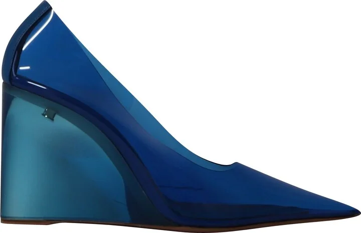 Ane Glass Wedge Pumps in Blue PVC