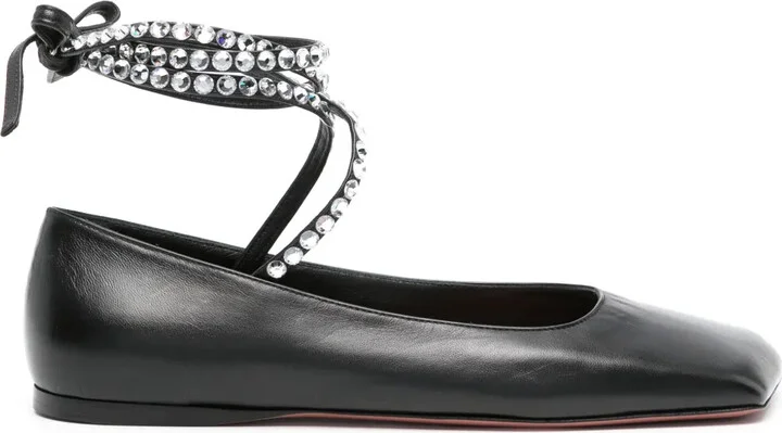 Ane square-toe leather ballerinas