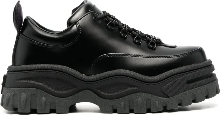 Angel leather chunky lace-up shoes