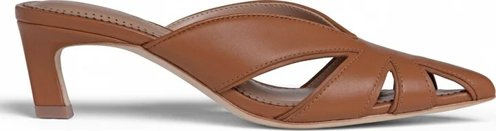 Angela Brown Leather Medium Heel Comfortable Work Evening Mule - Image 4