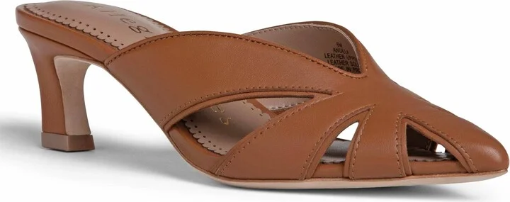 Angela Brown Leather Medium Heel Comfortable Work Evening Mule