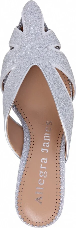 Angela Silver Leather Medium Heel Comfortable Mule - Image 3
