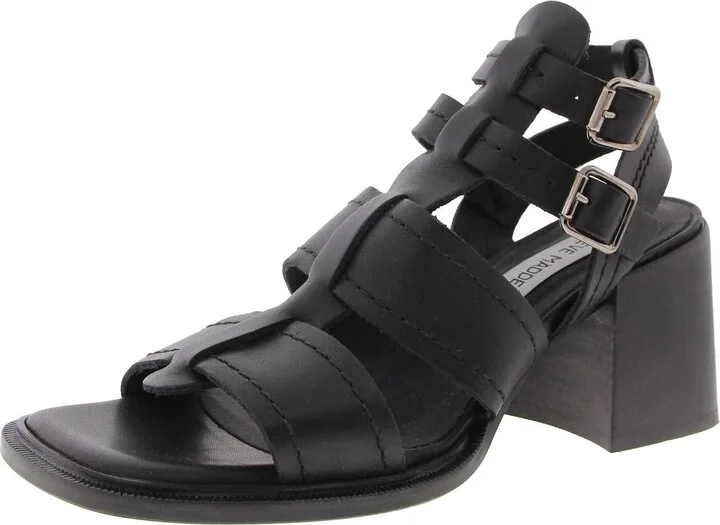 Angelene Womens Buckle Leather Block Heel
