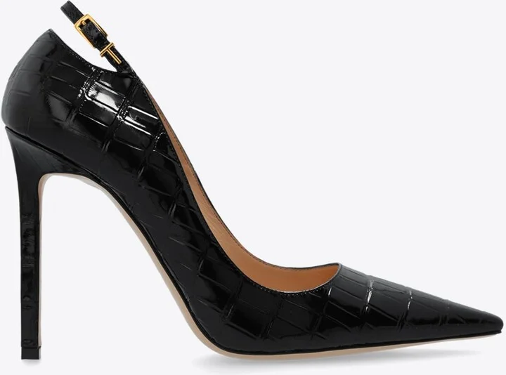 Angelina 105 Croc-Embossed Leather Pumps