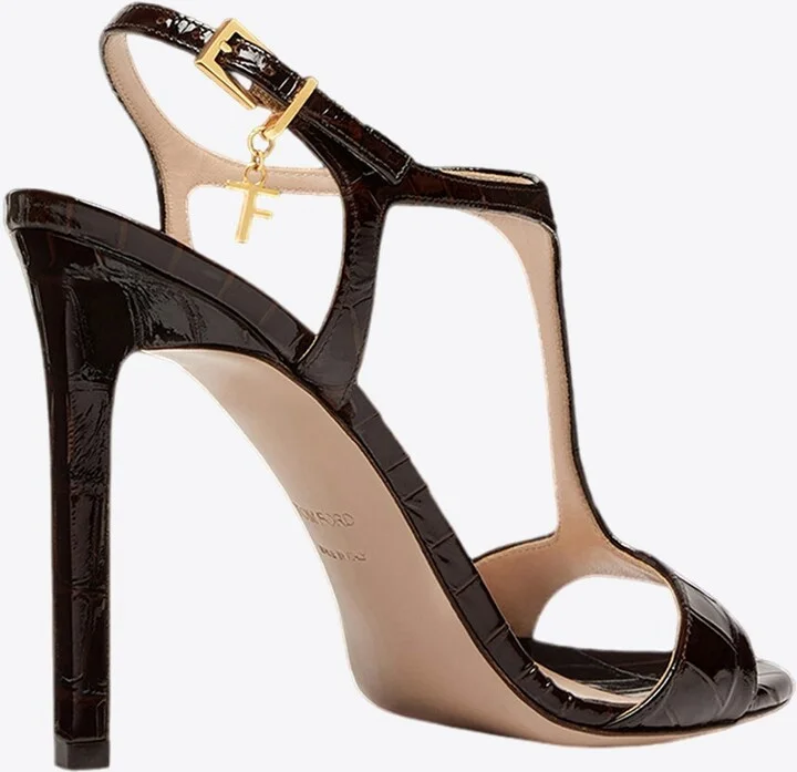 Angelina 105 Croc-Embossed Leather Sandals - Image 2