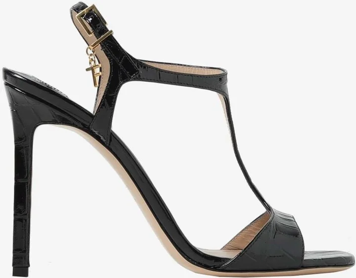 Angelina 105 Croc-Embossed Patent Leather Sandals