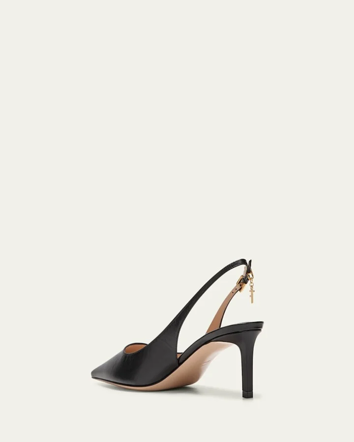 Angelina Charm Leather Slingback Pumps - Image 2