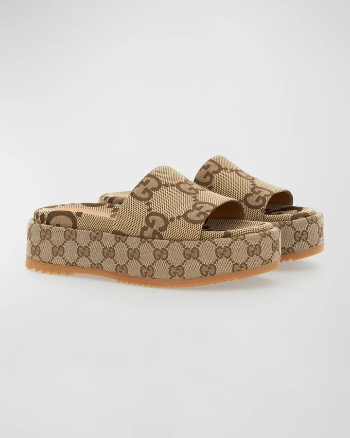 Angelina GG Canvas Flatform Slide Sandals - Image 2