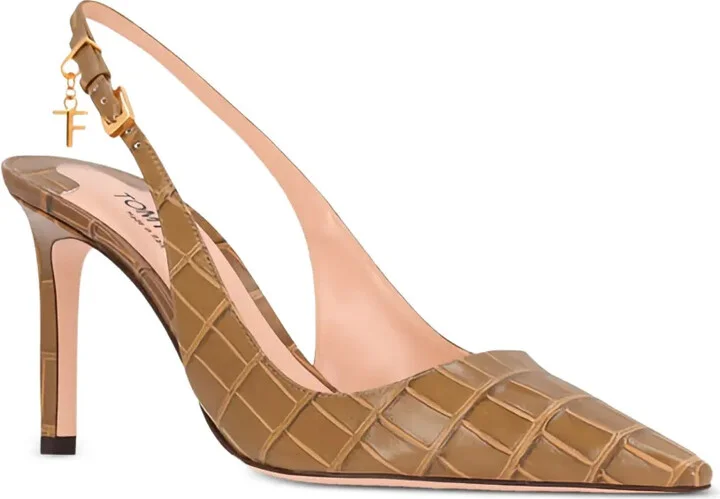 Angelina slingback crocodile-embossed pumps - Image 2