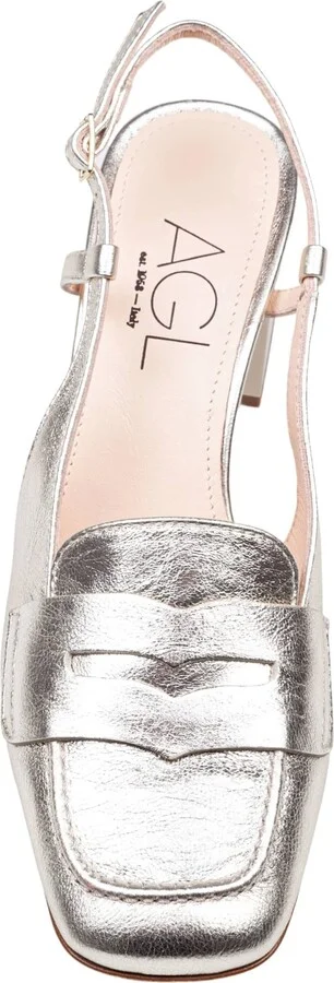 Angie Angie Classic Moccasin In Metallic Effect Leather, Gold Color - Image 2