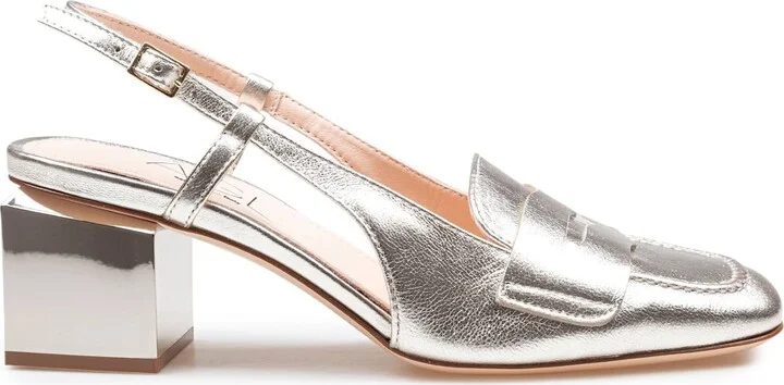 Angie Angie Classic Moccasin In Metallic Effect Leather, Gold Color