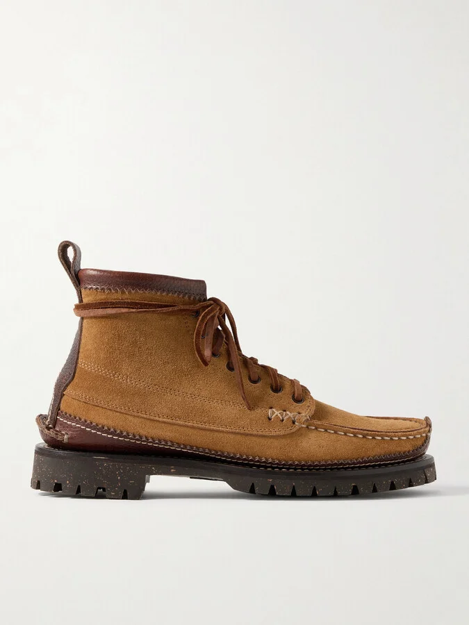 Angler Leather-Trimmed Suede Ankle Boots