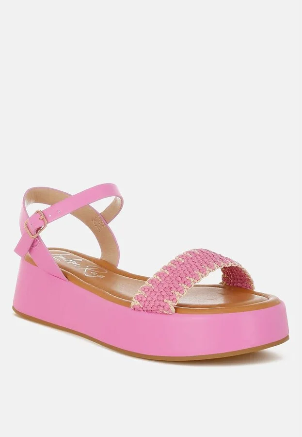 Anglong Raffia Flatform Sandals