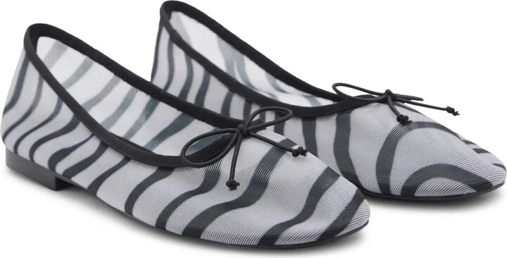Animal Print Mesh Ballerina Flat