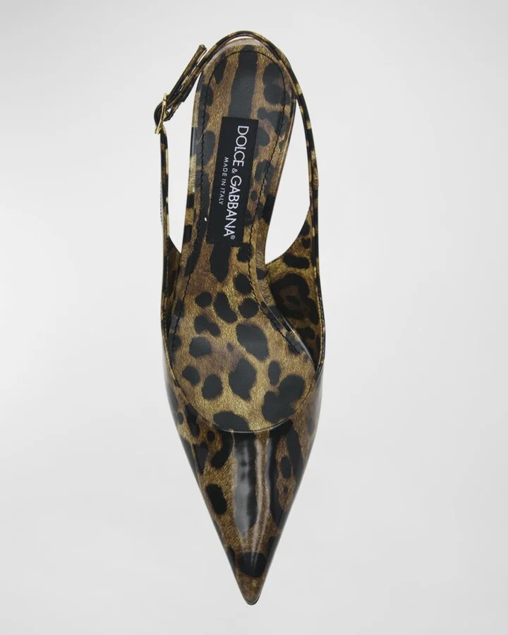 Animal-Print Patent Slingback Pumps - Image 2
